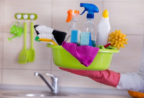 Cleaner reviewing service details before starting the job